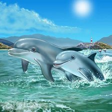 Схема вышивки «дельфины»