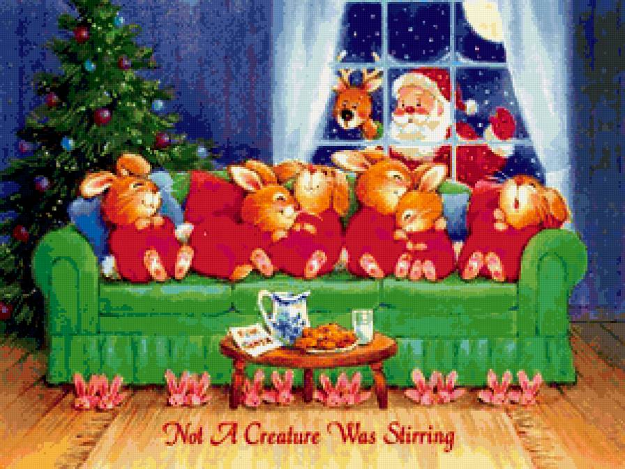 Рождество - рождество, зайцы, дед мороз - предпросмотр