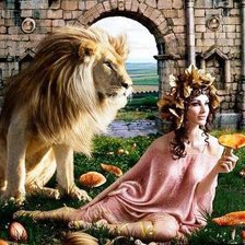 Схема вышивки «Нимфа и лев»