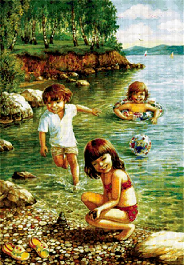 Счастливое детство.... - дети, природа, река - предпросмотр