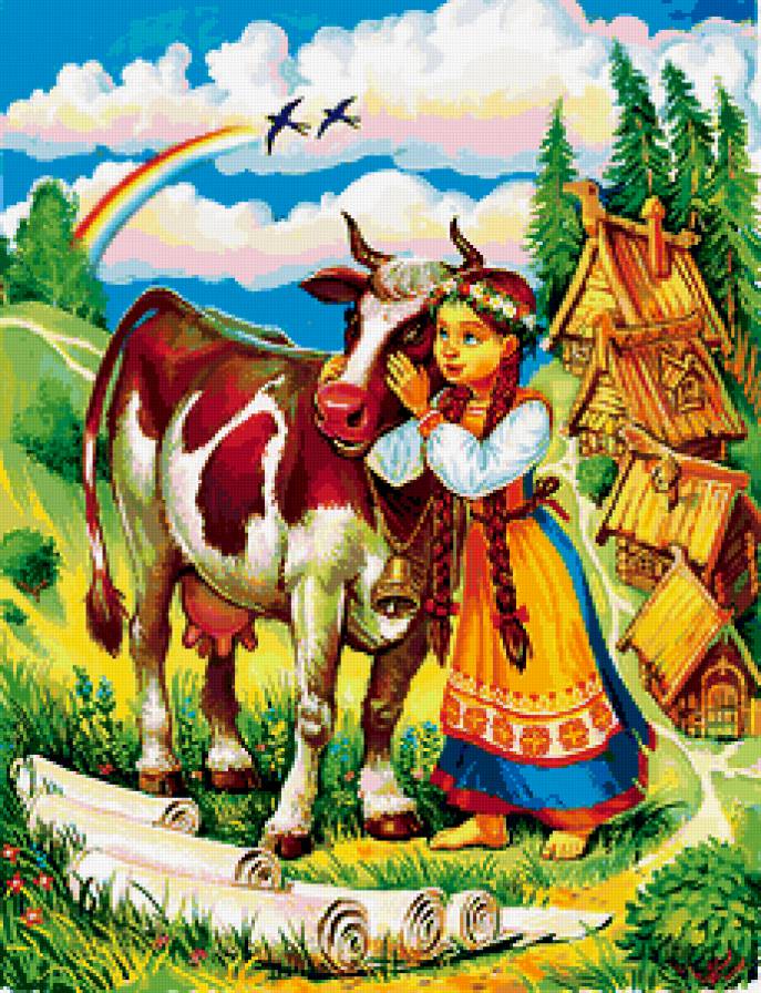 Девушка, корова - девушка, корова - предпросмотр