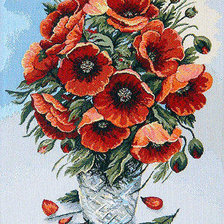 Схема вышивки «Маки в белой вазе»