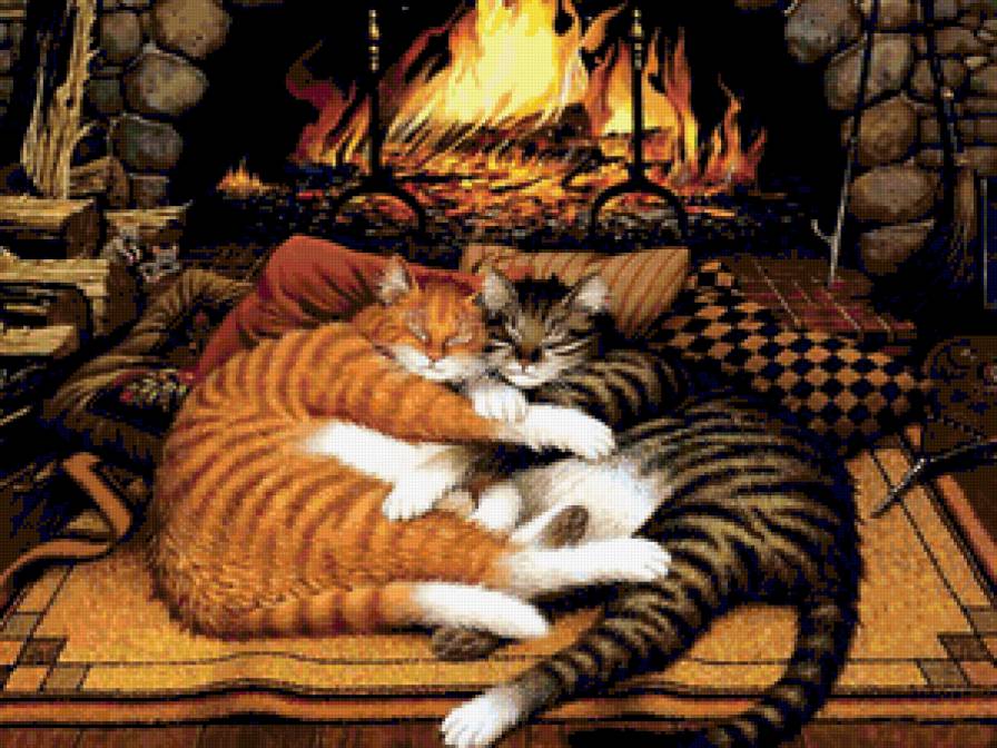 Любофф - камин, коты - предпросмотр