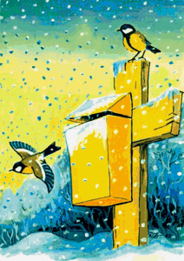 Зимняя сказка - птицы - предпросмотр