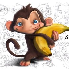 Схема вышивки «Мартышка и банан»