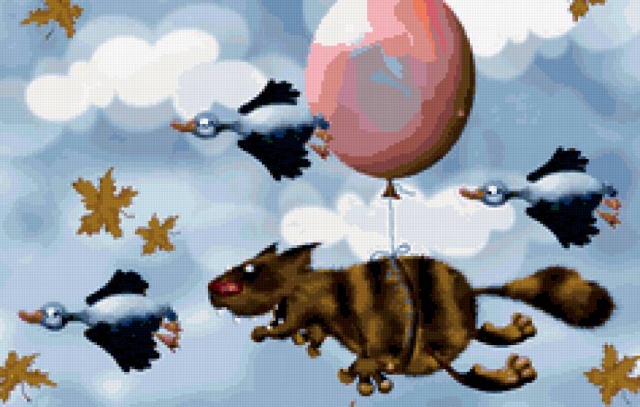 И полетели) - юмор, птицы, кот - предпросмотр