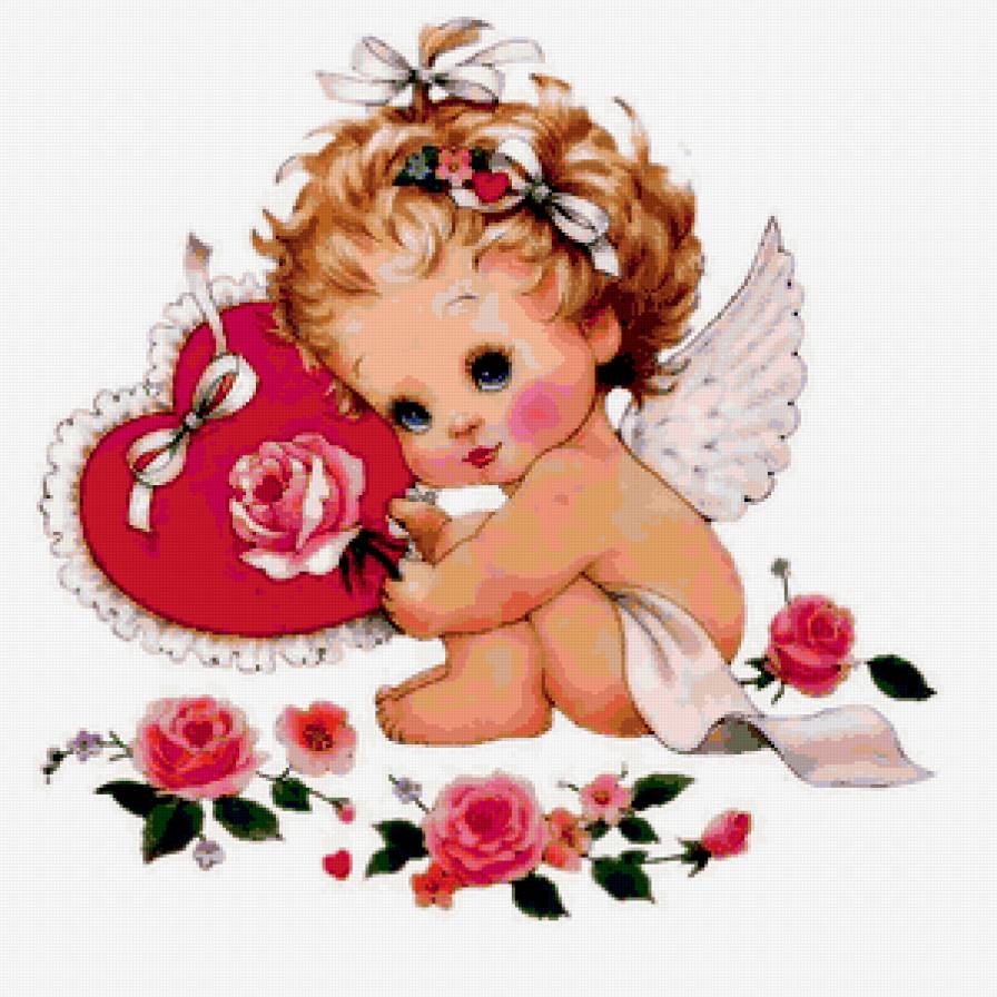 Подушечка любимому) - валентинка, ангел, любовь, сердце - предпросмотр