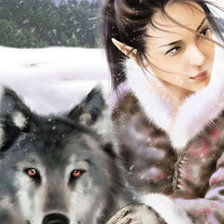 Схема вышивки «девушка и волк»