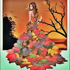 Схема вышивки «девушка-осень»
