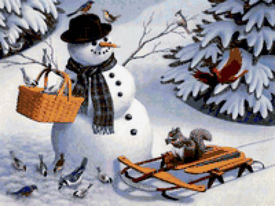 Снеговик - зима, лес, снеговик - предпросмотр