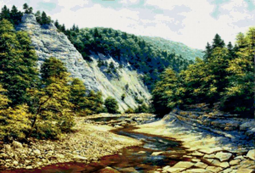 Пейзаж, лес, река, горы - река, лес, пейзаж, горы - предпросмотр