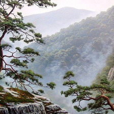 Схема вышивки «Пейзаж, лес, горы»