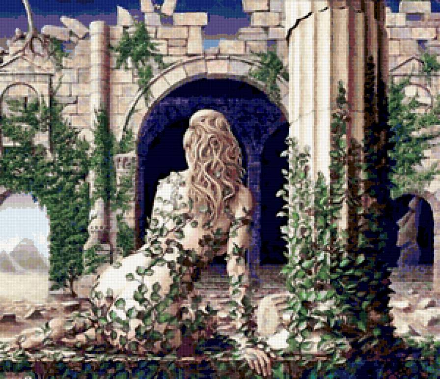 Нимфа - нимфа, девушка, эльф, фэнтези, эльфийка, магия - предпросмотр