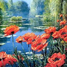 Схема вышивки «Маки у воды»