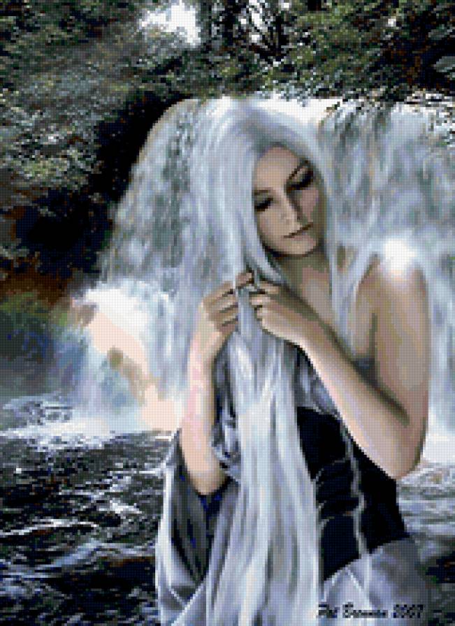 девушка водопад - водопад, девушка - предпросмотр