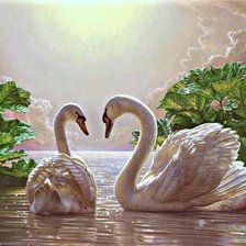 Схема вышивки «Лебединая любовь»