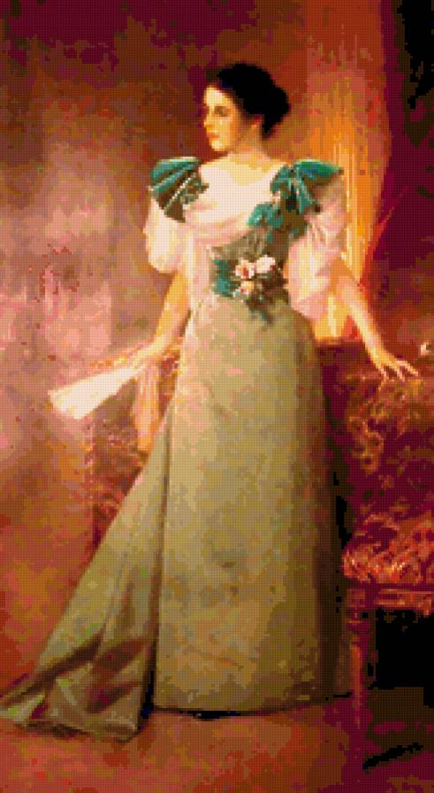Дама с веером. - дама, картина, искусство, живопись, классика, женщина - предпросмотр