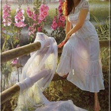 Схема вышивки «девушка в шляпе»