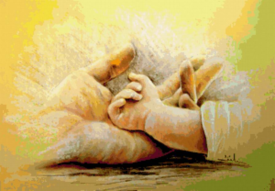 ручки - материнство, живопись, мама, младенец, дети, малыш, руки, ребенок - предпросмотр