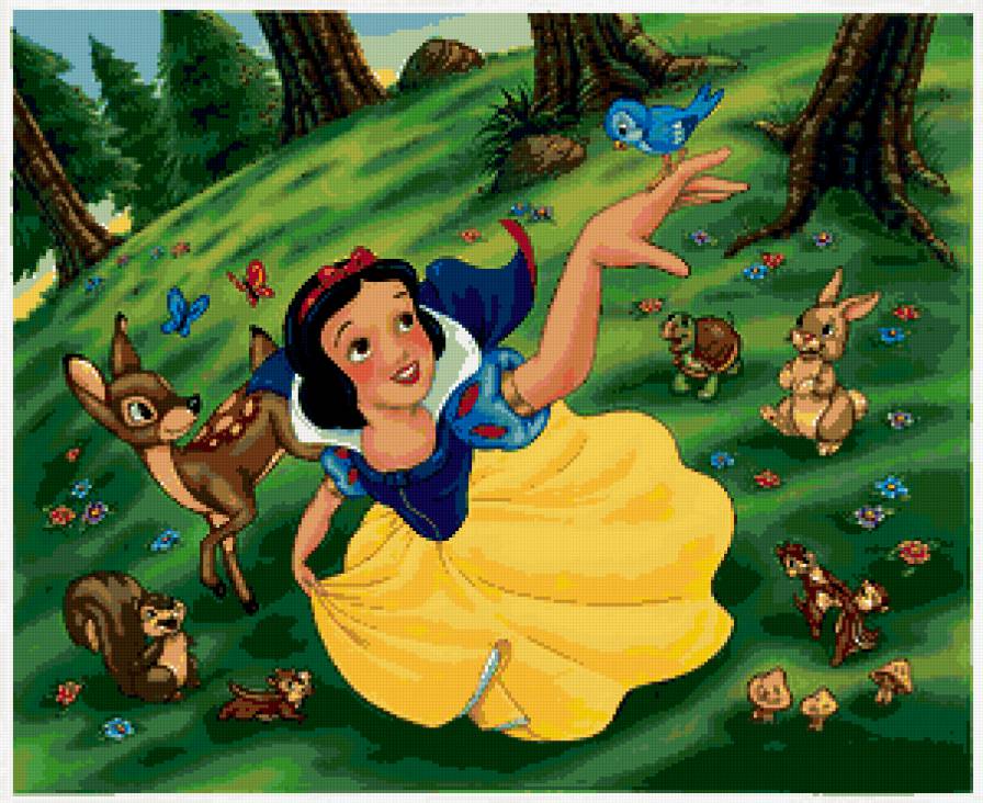 белоснежка - сказка, дисней, зверята, мультяшки, мультики, мультик, детям, детская - предпросмотр