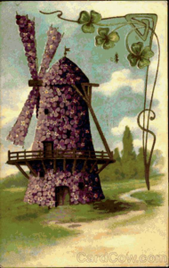 Мельница - цветы, мельница - предпросмотр