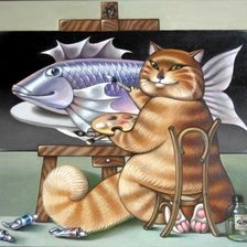 Схема вышивки «Кот-художник»