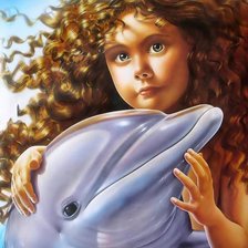 Схема вышивки «Девочка и дельфин»