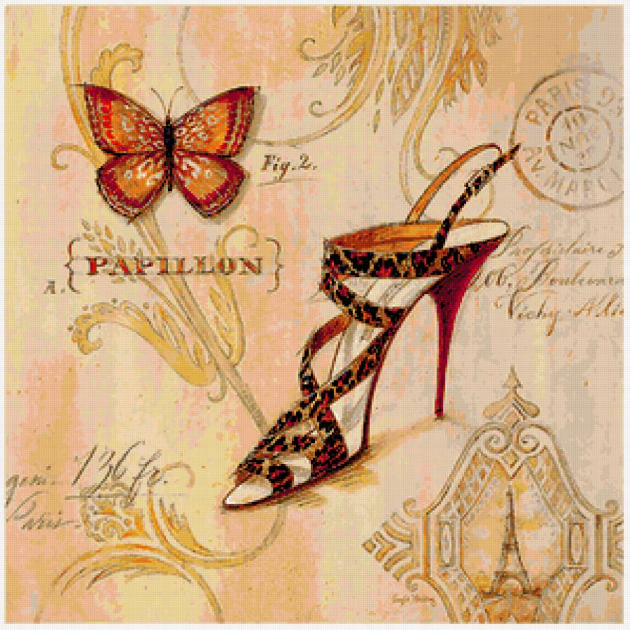 женские штучки - туфелька, панно, бабочки, обувь, мода, женские штучки - предпросмотр