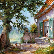 Схема вышивки «parasztudvar»