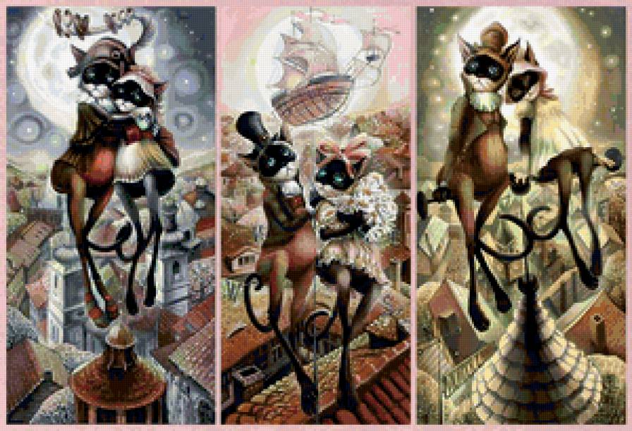 КОШАЧИЙ ФЛЮГЕР - диптих, полет, мечты, полиптих, триптих, кошки, киски, мусики - предпросмотр