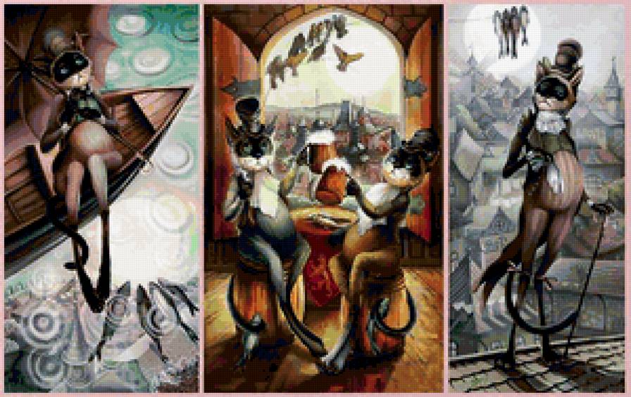 КОШАЧИЙ МИР - мусики, триптих, киски, мечты, полиптих, диптих, кошки, мурляшки - предпросмотр