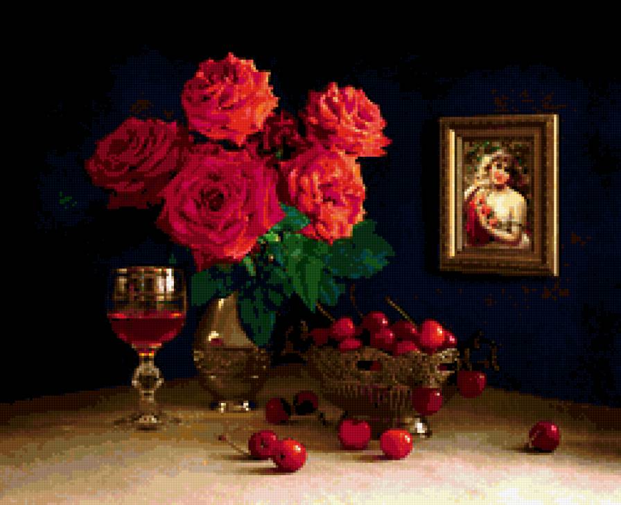 розы2 - розы, натюрморт, букет - предпросмотр