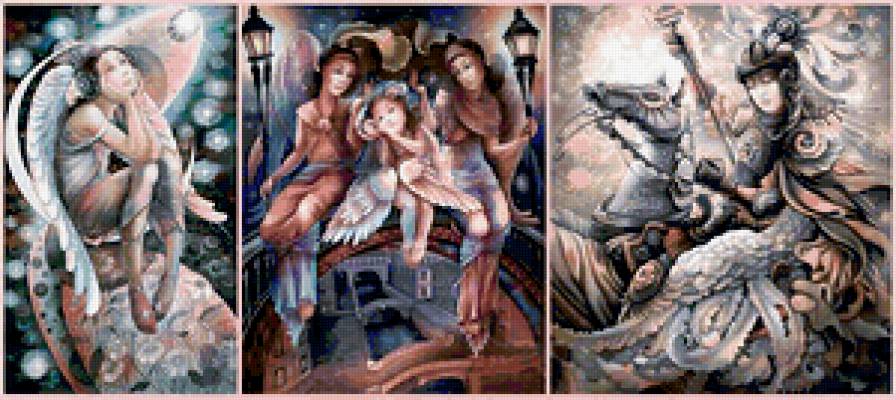 АНГЕЛЫ ЛЮБВИ - полиптих, триптих, валентинки, диптих, ангелы, любовь - предпросмотр