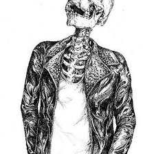 Схема вышивки «скелет в косухе»