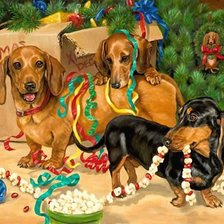 Схема вышивки «собаки празднуют»