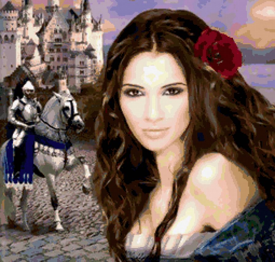 девушка и рыцарь - подушка, женственностьт, портрет, девушки, цыганка, лбраз - предпросмотр