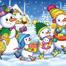 Схема вышивки «снеговики»