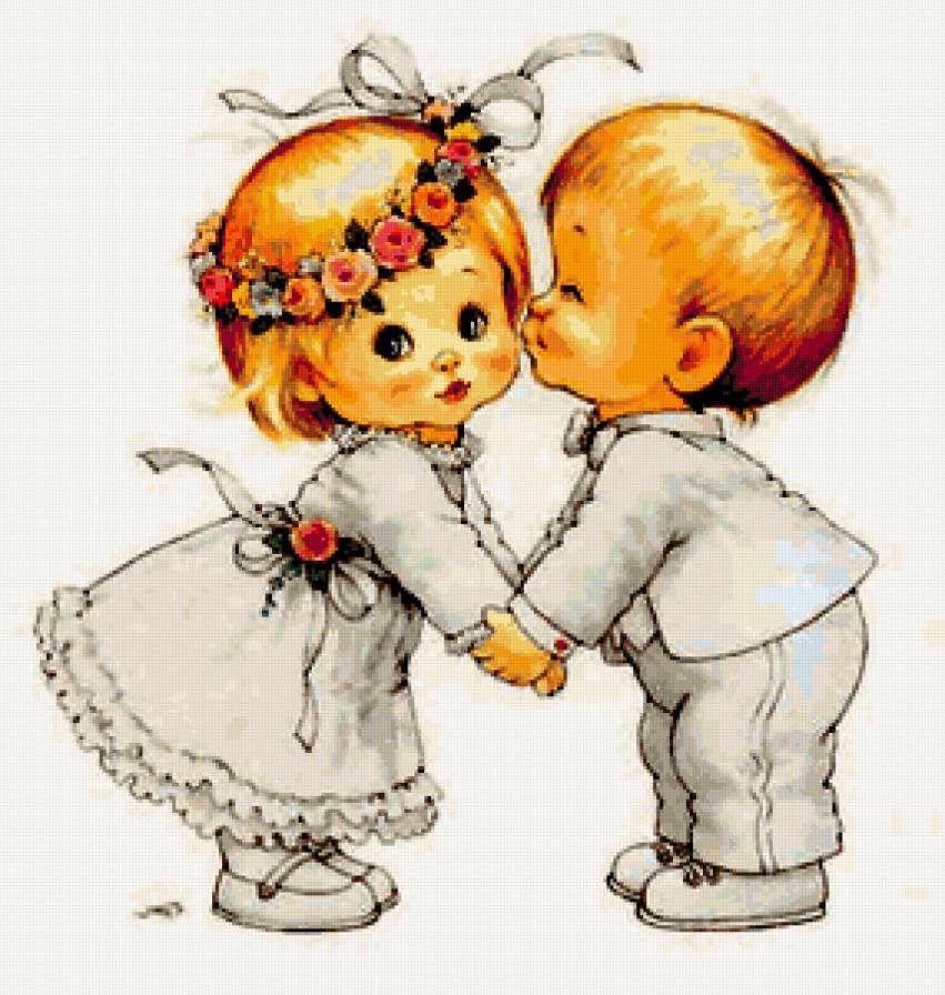 Забавные детки - двое, детское, влюбленные, дети, пара, картинa, детям, детская - предпросмотр