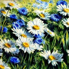 Схема вышивки «Васильково-ромашковое поле»