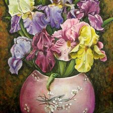 Схема вышивки «Ирисы в круглой вазе»