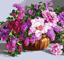 Схема вышивки «Пионы и сирень»