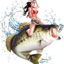 Схема вышивки «Девушка на рыбе»