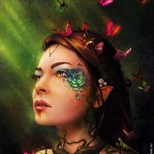 Схема вышивки «Девушка, бабочки»