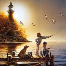 Схема вышивки «Дети на рыбалке»