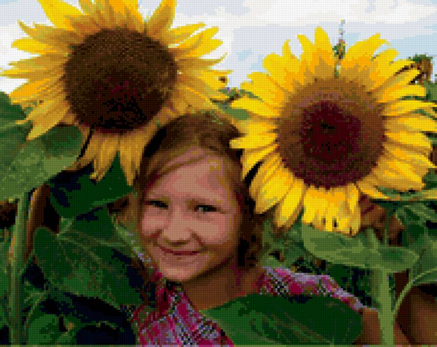 в подсолнухах - дети - предпросмотр