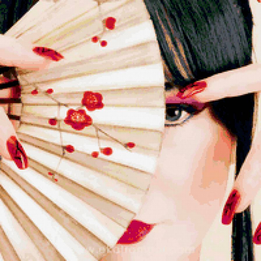 девушка с веером - красота - предпросмотр