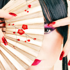 Схема вышивки «девушка с веером»