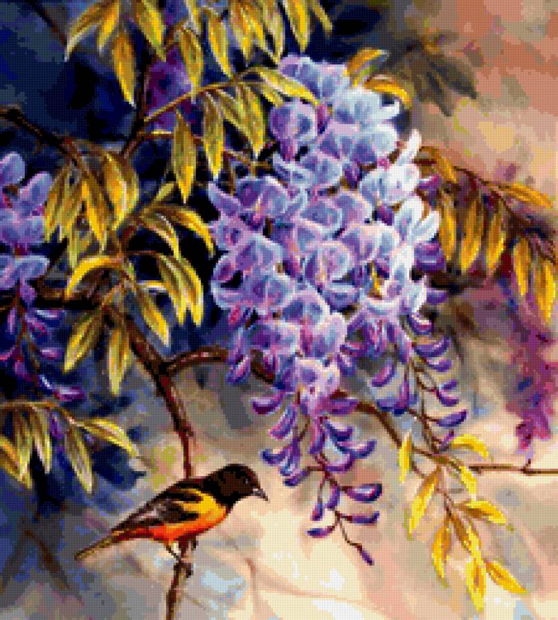 весна - животные, картина, природа, фауна, птицы.цветы - предпросмотр