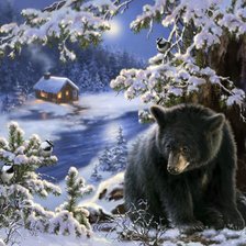 Схема вышивки «Дикие животные зимой»