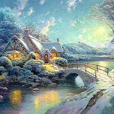 Схема вышивки «Зимний домик»